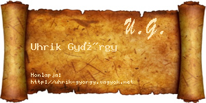Uhrik György névjegykártya